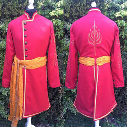 Red seafarer's coat based loosely on an existing piece. Embroidery not by me.