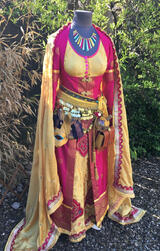 Full Kit featuring handmade ghawazee in gorgeous pink banarasi art silk. Shirt altered and redesigned by me, too!